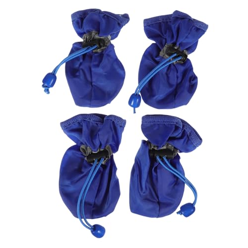 TOYZFRIENDY 4 Teiliges wasserdichte Hundeschuhe rutschfeste Pfotenschutz Booties für Kleine und Mittelgroße Hunde Allwetterfeste Schützende Hundestiefel in Blau von TOYZFRIENDY
