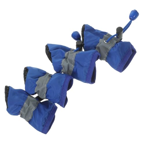 TOYZFRIENDY 4 wasserdichte Hundeschuhe für Kleine bis Mittelgroße Hunde Rutsch Pfotenschutz Allwetter Outdoor Boots Leicht Anzuziehen Schützend gegen Schnee Sand und Raue Oberflächen Blau von TOYZFRIENDY