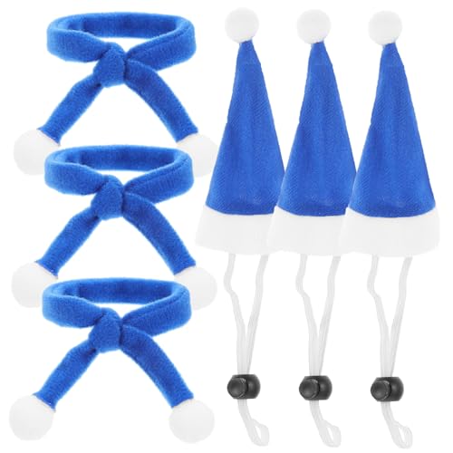 TOYZFRIENDY 6 Stück Haustier -Weihnachtshutschal -Set weihnachtstierbedarf Haustier-Weihnachts-Outfit Weihnachtshundemütze groß Kostüm Hundezubehör Hund Katze Kopfschmuck Flanell Blau von TOYZFRIENDY