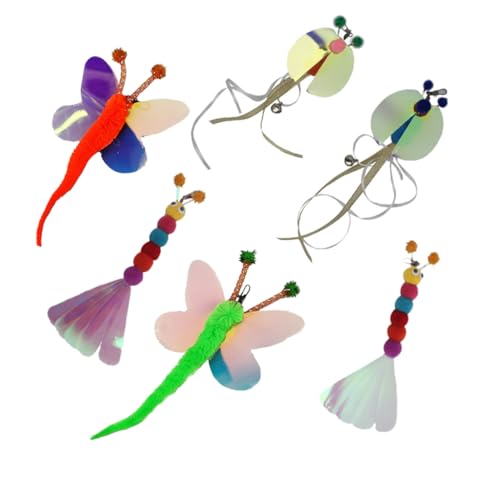 TOYZFRIENDY 6 Stück Teiliges Katzenspielzeug Ersatzköpfe Interaktive Katzenangel Nachfüllungen mit Schmetterling Biene und Raupe Leichtes Flexibles Katzenspielzeug für Aktives und Bewegung TOYZFRIENDY 6 Stück Teiliges Katzenspielzeug Ersatzköpfe Interaktive Katzenangel Nachfüllungen mit Schmetterling Biene und Raupe Leichtes Flexibles Katzenspielzeug für Aktives und Bewegung von TOYZFRIENDY