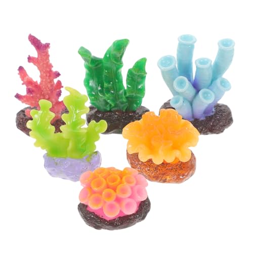 TOYZFRIENDY 6 Stück Teiliges Künstliches Korallenriff Resin Bunte Aquarium Deko Sichere Unterwasserlandschaft Stabile Fische Dekoration für Süß Salzwasser aquarien von TOYZFRIENDY