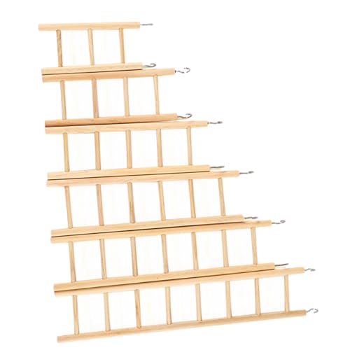TOYZFRIENDY 6 Stück Teiliges Vogel kletterleiter Naturholz Bunte Hängeleiter und Kauspielzeug für Papageien Wellensittiche Hamster und Mäuse Fördert Bewegung und Beschäftigung im Käfig von TOYZFRIENDY