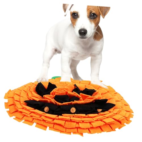 TOYZFRIENDY Dog Snuffle Mat Pumpkin Form aus Langlebigem in Leuchtendem Orange Fördert Gesundes Verhalten und Stressabbau Pflegeleicht und Geeignet für Große Hunderassen von TOYZFRIENDY