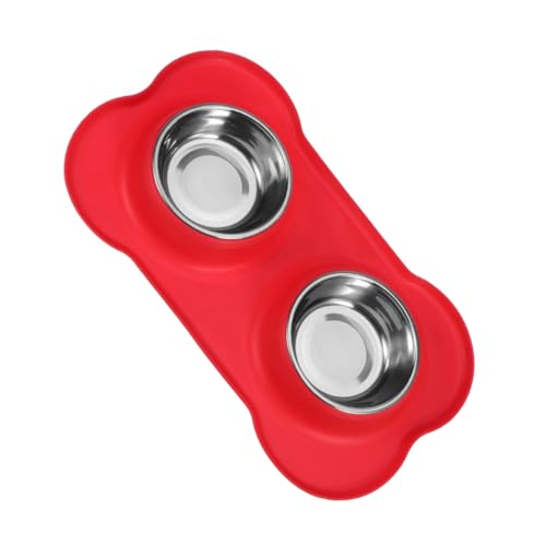 TOYZFRIENDY Doppel Edelstahl Hundenäpfe mit Rutschfester Auslaufsicherer Silikonmatte Futternapf und Wassernapf für Hunde Katzen und Welpen Spülmaschinenfest Premium Qualität Rot von TOYZFRIENDY