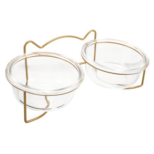 TOYZFRIENDY Erhöhter Katzennapf mit Doppel Schüssel Abnehmbarer Futternapf für Katzen Schräg Geneigtes Design Sichere Stabile Keramikschalen mit Dekorativem Metallgestell Leicht zu Reinigen von TOYZFRIENDY