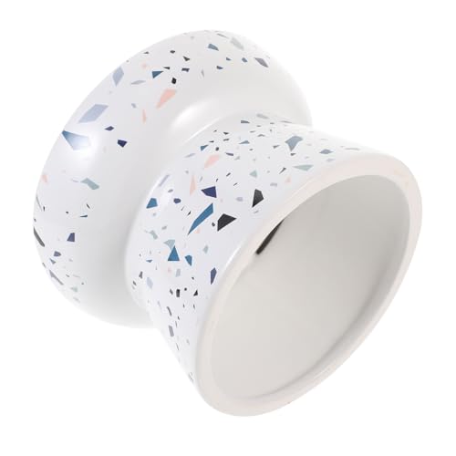 TOYZFRIENDY Erhöhter Keramik Futternapf für Katzen Kätzchen Ergonomisch Schräg Geneigter Napf rutschfest Stabiler Stand Weiß Marmor Haustier Schüssel Design von TOYZFRIENDY