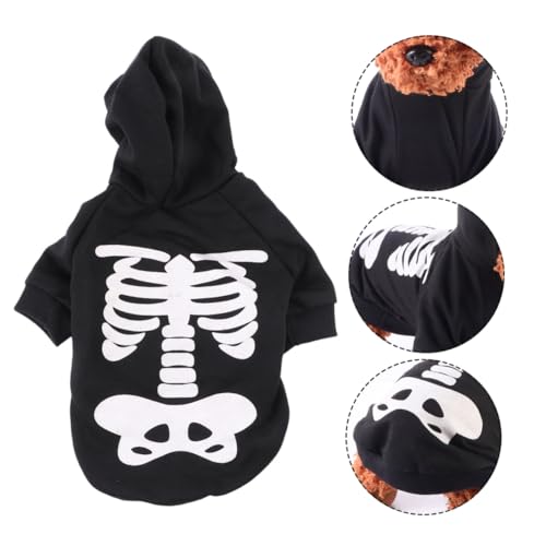 TOYZFRIENDY Halloween Hundekostüm mit Leuchtendem Totenkopf Motiv Leichter und Geruchloser Jumpsuit für Kleine und Mittelgroße Hunde Bequemes Pet Overall mit Einfacher Ausziehfunktion für von TOYZFRIENDY