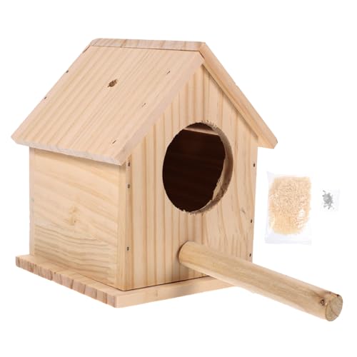 TOYZFRIENDY Holz nistkasten für Kleine Vögel aus Langlebigem Holz Dekoratives Vogelhaus in Hausform Wetterfestes Vogelnest für Garten und Terrasse Handgefertigt Beige S von TOYZFRIENDY