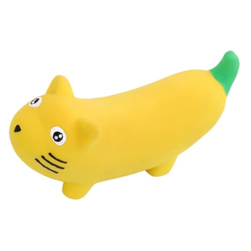 TOYZFRIENDY Hundespielzeug Latex Quietschendes Beißspielzeug für Mittlere Hunde Zahnpflege Kauspielzeug Banane Katzenform Robust Gesund Langlebig von TOYZFRIENDY