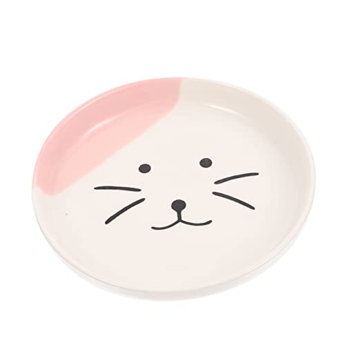 TOYZFRIENDY Keramik Katzenteller Erhöht Flach Spülmaschinenfest Sicher für Kätzchen Katzen Futternapf Haustier Futterteller Nordic Design Bpa frei Langlebig Rosa von TOYZFRIENDY