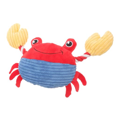 TOYZFRIENDY Langlebiges Hundespielzeug Plüschtier Krabbenform mit Quietscher Kauspielzeug für Welpen und Kleine Hunde zur Zahnreinigung und Zahnfleischmassage Interaktives Beißspielzeug für von TOYZFRIENDY