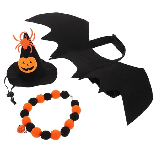 TOYZFRIENDY Niedliches Teiliges Halloween Katzenkostüm mit Hexenhut und Fledermausflügeln Schnelles Anziehen Vielseitig für Partys und Festtagsdekoration Bequem und Festlich für Haustiere von TOYZFRIENDY