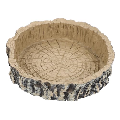 TOYZFRIENDY Reptilien Futterschale und Wasserschale mit Natürlicher Baumrindenoptik Rutschfestes Futter Wassernapf Terrarium Zubehör für Schildkröten Geckos Schlangen und Kleine Echsen von TOYZFRIENDY