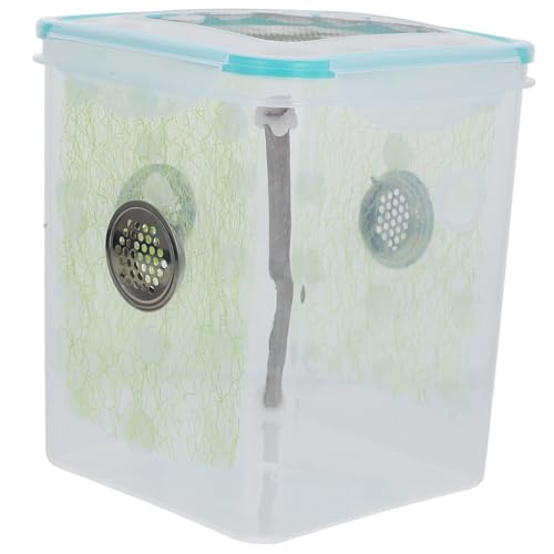 TOYZFRIENDY Reptilien Terrarium Box Transparent Kleine Insekten Futterbox Tragbares Aufzuchtgehäuse für Spinnen Mantiden und Reptilien mit Robustem Kunststoff Holz Material zur Beobachtung von TOYZFRIENDY