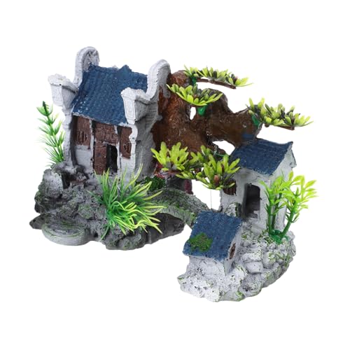 TOYZFRIENDY Resin Aquarium Dekoration Haus Versteck Kreatives Versteck Ornament für Fischbecken Landschaftsbau Wasserdichtes Farb Formstabiles Aquarium Zubehör von TOYZFRIENDY