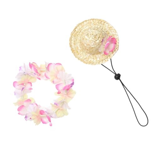 TOYZFRIENDY Sommerliches Haustier Party Teilig mit Verstellbarer Atmungsaktiver Hawaii Hundekappe und Blumenkranz für Hunde und Katzen für Fotoshootings und Strandurlaub von TOYZFRIENDY