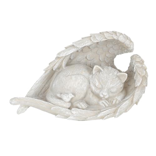 TOYZFRIENDY Tiergrabstein Angel Katze aus Langlebigem Resin Dekorativer Gedenkstein für Garten und Zuhause Kompakte für Innen Außenbereich Liebevolles Andenken an Verstorbene Katzenfreunde von TOYZFRIENDY
