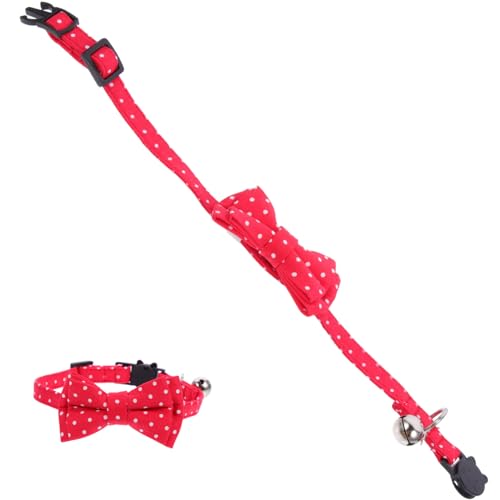 TOYZFRIENDY Verstellbares Hundehalsband mit Roter Fliege und Glöckchen Handgenähte Schleife Komfortables Haustier Accessoire für Kleine und Mittlere Hunde Festliches Design für Parties von TOYZFRIENDY