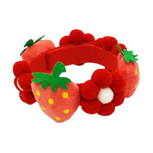 TOYZFRIENDY Verstellbares Katzenhalsband mit Dekoratives Erdbeerblüten Design Komfortables Sicheres Halsband für Kätzchen und Kleine Hunde Bequemes Haustier Zubehör bis Halsumfang von TOYZFRIENDY