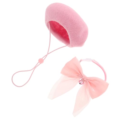 TOYZFRIENDY Verstellbares Katzenhalsband mit Glocke und Filz-Baskenmütze Set für Katzen und Kleine Hunde Weiche Komfortable Haustier-Accessoires für Partys und Outdoor-aktivitäten von TOYZFRIENDY
