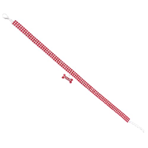 TOYZFRIENDY Verstellbares Strass Hundehalsband mit Anhänger Hochwertiges Wasserfestes Halsband für Kleine und Mittlere Hunde Rotes Schmuckstück mit Glitzerndem Design und Komfortabler Passform von TOYZFRIENDY