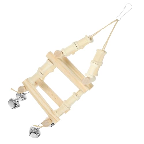 TOYZFRIENDY Vogel Schaukelspielzeug aus Holz Stabiles Kauspielzeug für Papageien und Sittiche Langlebige Hängende Vogelschaukel mit Haken Geeignet für Vogelkäfig Zubehör und Nymphensittiche von TOYZFRIENDY