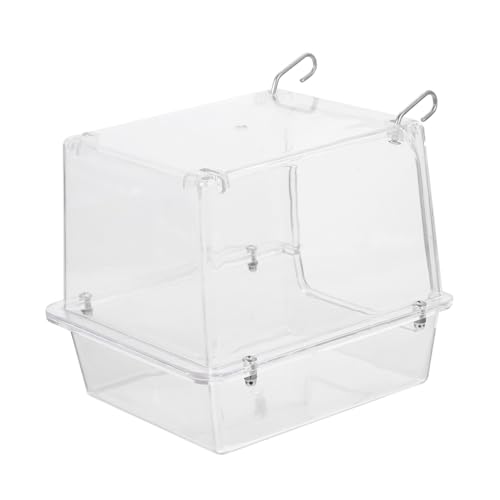 TOYZFRIENDY Vogelbadewanne aus Dickem mit Auslaufschutz Hängend für Käfige Transparente Papageien Badebox für Sauberes Wasser und Sandbad Geeignet für Kleine Vögel und Wellensittiche von TOYZFRIENDY