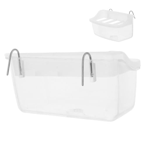 TOYZFRIENDY Vogelfutterspender Transparent Abs Futter Wassernapf mit Haken Innen und Außen Montierbar Spritzgeschütztes Design für Papageien Sittiche Kleine Vögel und Kleintiere von TOYZFRIENDY