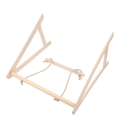 TOYZFRIENDY Vogelspielzeug Papageien Holz Schaukel mit Ständer Sitzstange für Krallenpflege und Unterhaltung Multifunktionaler Papageien Spielplatz für Käfig Büro und Fensterbank Langlebiges von TOYZFRIENDY