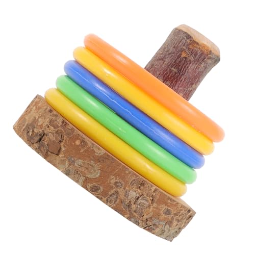 TOYZFRIENDY Vogelspielzeug Papageienspielzeug Intelligenzspielzeug mit Bunten Ringen für Wellensittiche und Papageien Holzsockel Trainingsspielzeug zur Beschäftigung und Iq Zufällige Farbe von TOYZFRIENDY