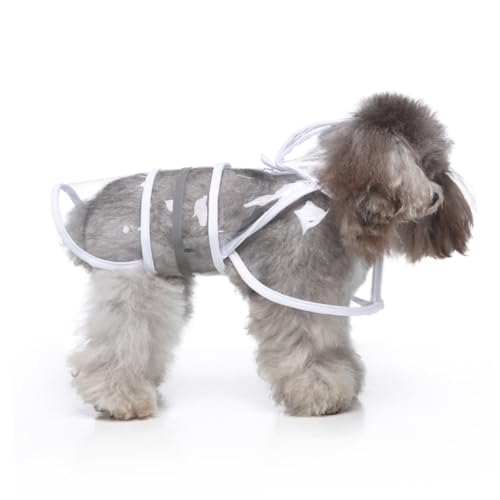 TOYZFRIENDY Wasserdichter Hunderegenmantel Große Hunde mit Kapuze Reflektierende Sicherheitsstreifen Verstellbar Komfortabel Elastisch Weiß von TOYZFRIENDY
