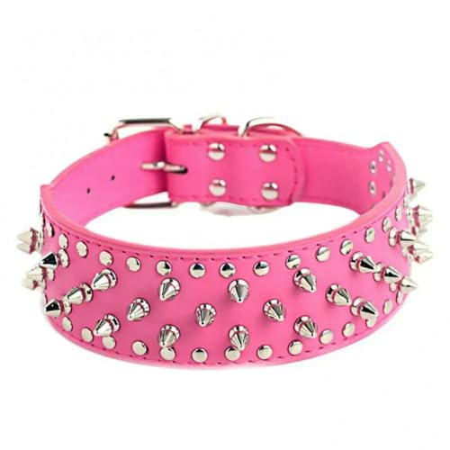 Große Hundehalsbänder mit Metallnieten, Traktionsleine, Anti-Brech-Halsgurt, Luxus-Hundehalsband aus Leder, Coole Spikes, Metallnieten für Haustiere von TPIONEER