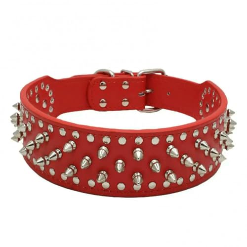 Große Hundehalsbänder mit Metallnieten, Traktionsleine, Anti-Brech-Halsgurt, Luxus-Hundehalsband aus Leder, Coole Spikes, Metallnieten für Haustiere von TPIONEER