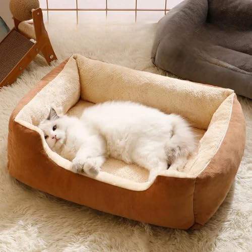 TPIONEER Bett für Hunde und Katzen, quadratisch, Plüschhütte, mittelgroße und kleine Hunde, Schlafsofa, Kissen, beruhigendes Hundebett, Haus, Haustierbedarf, Zubehör TPIONEER Bett für Hunde und Katzen, quadratisch, Plüschhütte, mittelgroße und kleine Hunde, Schlafsofa, Kissen, beruhigendes Hundebett, Haus, Haustierbedarf, Zubehör von TPIONEER