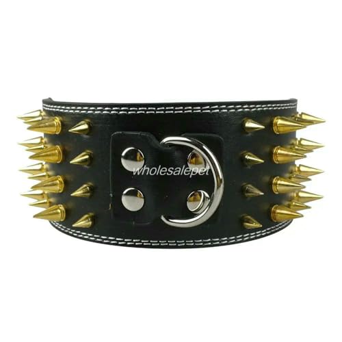 TPIONEER Breites Hundehalsband aus Leder mit Spikes, große Rassen, Pitbull, Dobermann, Größen M, L, XL, 3 Zoll TPIONEER Breites Hundehalsband aus Leder mit Spikes, große Rassen, Pitbull, Dobermann, Größen M, L, XL, 3 Zoll von TPIONEER