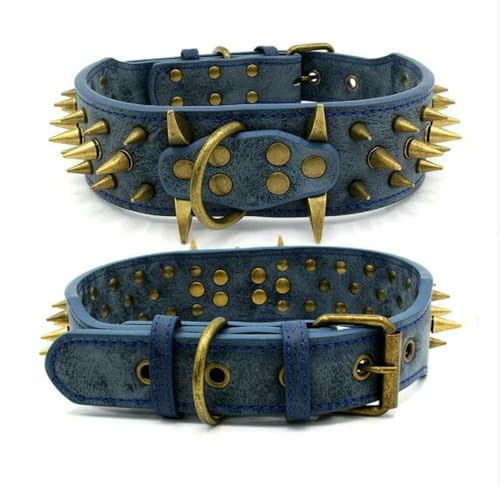 TPIONEER Cooles Hundehalsband mit Spikes und Nieten, Lederhalsbänder für Hunde, Pitbull, Bulldogge, Perro für mittelgroße und große Hunde, Boxer, Deutscher Schäferhund von TPIONEER