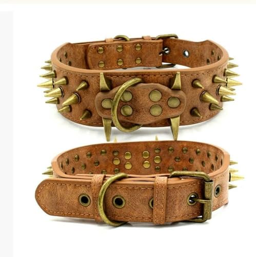 TPIONEER Cooles Hundehalsband mit Spikes und Nieten, Lederhalsbänder für Hunde, Pitbull, Bulldogge, Perro für mittelgroße und große Hunde, Boxer, Deutscher Schäferhund von TPIONEER