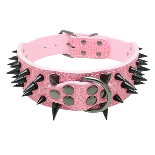 TPIONEER Hundehalsbänder aus Leder mit scharfen, mit Spikes besetzten Nieten, für Pitbull, Bulldoggen, große Jagdhunde, Anti-Beiß-Halsband, verstellbar für Hunde, Boxer, Welpen von TPIONEER