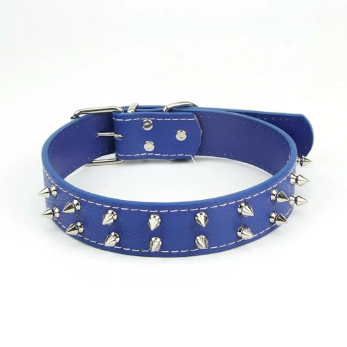 TPIONEER Hundehalsbänder aus Leder mit scharfen, mit Spikes besetzten Nieten, für Pitbull, Bulldoggen, große Jagdhunde, Anti-Beiß-Halsband, verstellbar für Hunde, Boxer, Welpen von TPIONEER