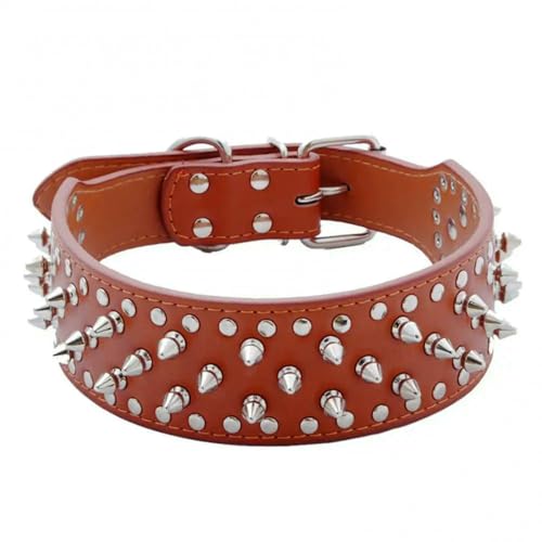 TPIONEER Hundehalsband aus Leder mit Metallnieten, luxuriöses Traktionsleinen-Set mit coolen Spikes für Hunde großer Rassen, bruchsicheres Design von TPIONEER