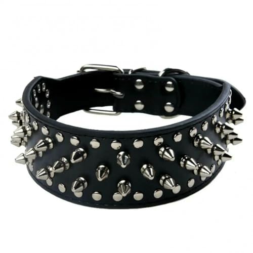 TPIONEER Hundehalsband aus Leder mit Metallnieten, luxuriöses Traktionsleinen-Set mit coolen Spikes für Hunde großer Rassen, bruchsicheres Design von TPIONEER
