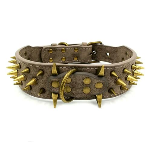 TPIONEER Hundehalsband aus PU-Leder mit Spikes, große Hundehalsbänder, langlebig, gepolstert, für mittelgroße bis große Hunde, Französische Bulldogge von TPIONEER
