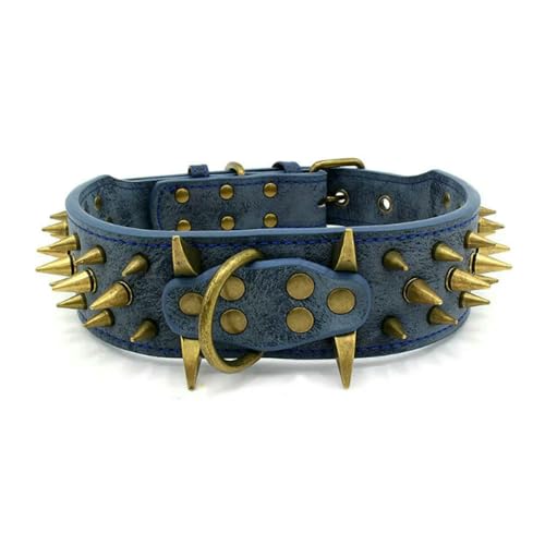 TPIONEER Hundehalsband aus PU-Leder mit Spikes, große Hundehalsbänder, langlebig, gepolstert, für mittelgroße bis große Hunde, Französische Bulldogge von TPIONEER