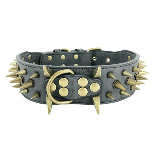 TPIONEER Hundehalsband aus PU-Leder mit Spikes, große Hundehalsbänder, langlebig, gepolstert, für mittelgroße bis große Hunde, Französische Bulldogge von TPIONEER