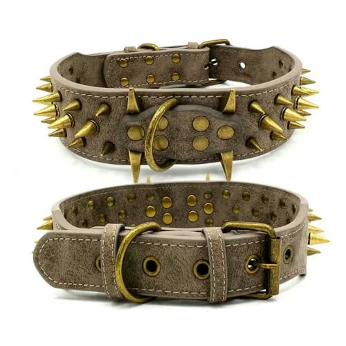 TPIONEER Hundehalsband mit Spikes und großen, scharfen Spikes (5,1 cm breit), schützt den Hals des Hundes vor Bissen, passend für Pitbull, Dobermann, Deutscher Schäferhund von TPIONEER