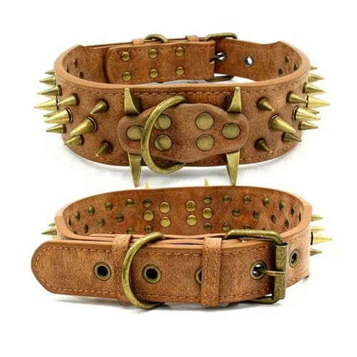 TPIONEER Hundehalsband mit Spikes und großen, scharfen Spikes (5,1 cm breit), schützt den Hals des Hundes vor Bissen, passend für Pitbull, Dobermann, Deutscher Schäferhund von TPIONEER