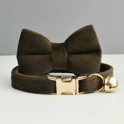 TPIONEER Personalisiertes Katzenhalsband aus Samt, Luxus-Katzenhalsband, INS Wind Velvet, personalisiert mit Namensschild, Glöckchen, Fliege von TPIONEER