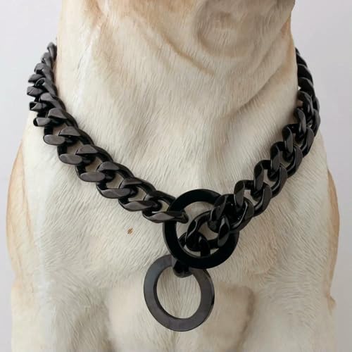 TPIONEER Robustes Hundehalsband aus Gold, 15 mm breite kubanische Gliederkette, modisches Schmuckaccessoire für große Hunde TPIONEER Robustes Hundehalsband aus Gold, 15 mm breite kubanische Gliederkette, modisches Schmuckaccessoire für große Hunde von TPIONEER