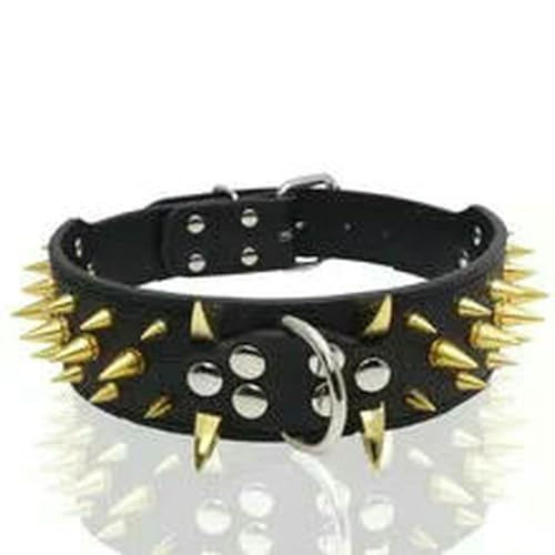 TPIONEER Robustes Hundehalsband mit Nieten und Spikes, bissfestes Lederhalsband für mittelgroße und große Hunderassen – Beagles und Bulldoggen von TPIONEER