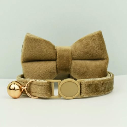 TPIONEER Sicherheits-Katzenhalsband mit Fliege, verstellbares Kätzchenhalsband aus Samt mit Glöckchen, Anti-Würge-Design für Hauskatzen von TPIONEER